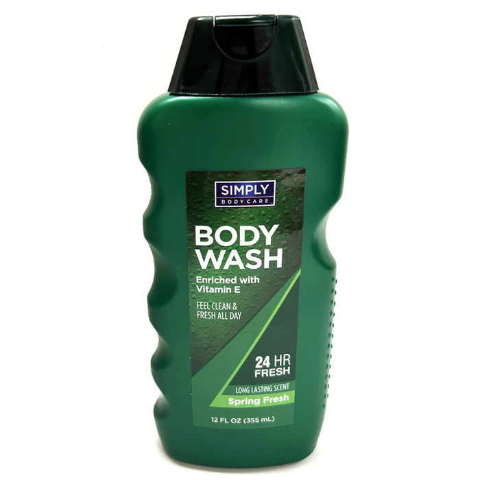 1pk Spring Fresh Body Wash Men 24hr Long Lasting Scent Simply Body Cleanser 12oz