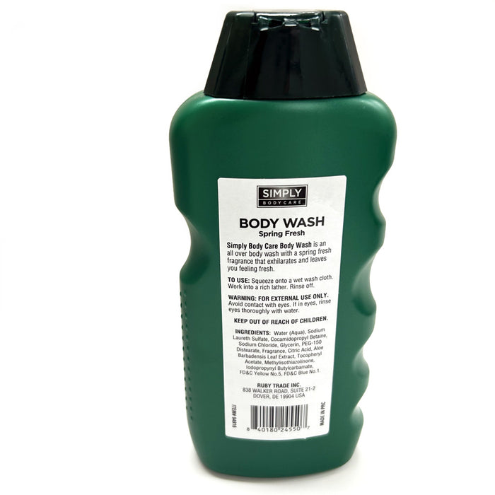 1pk Spring Fresh Body Wash Men 24hr Long Lasting Scent Simply Body Cleanser 12oz