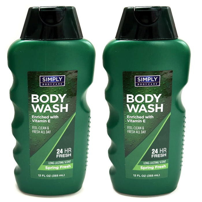 2 Pack Refreshing Body Wash for Men Shower Fresh 24 Hour Long Lasting Scent 12oz