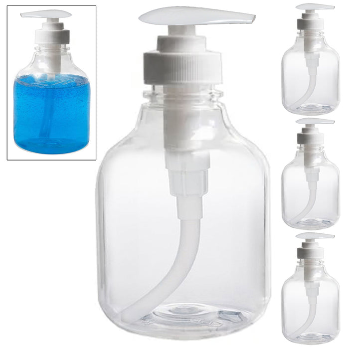 4 Pc Empty Clear Pump Bottle Liquid Soap Dispenser Lotion Refillable 8.4 Oz
