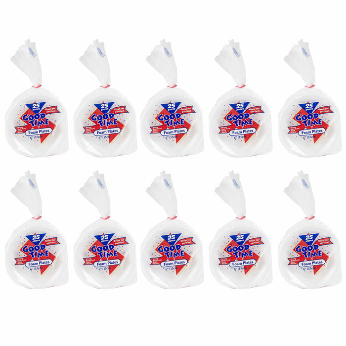 250 Pack 6 Inch White Foam Plastic Plates Disposable Strong Sturdy Soak Proof 6"