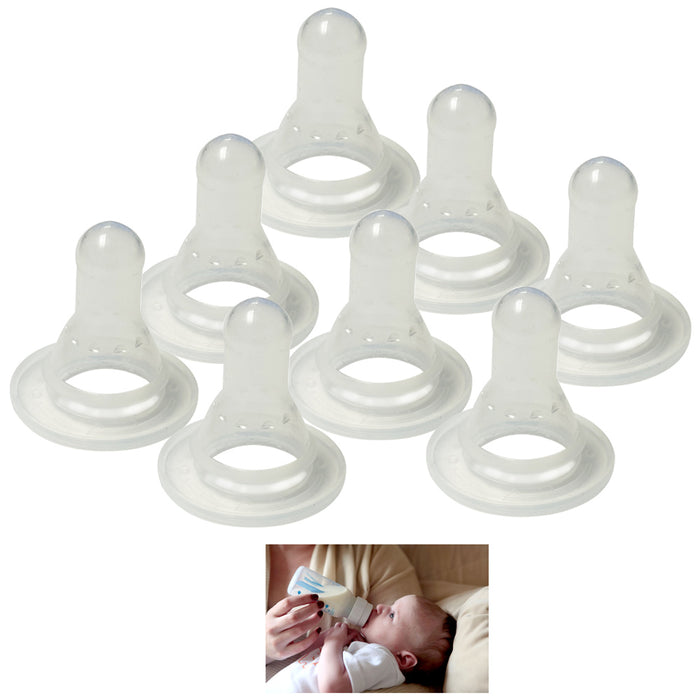 8 X Clear Baby Bottle Nipples Standard Flow Soft Nipple Feeding Reduce Colic