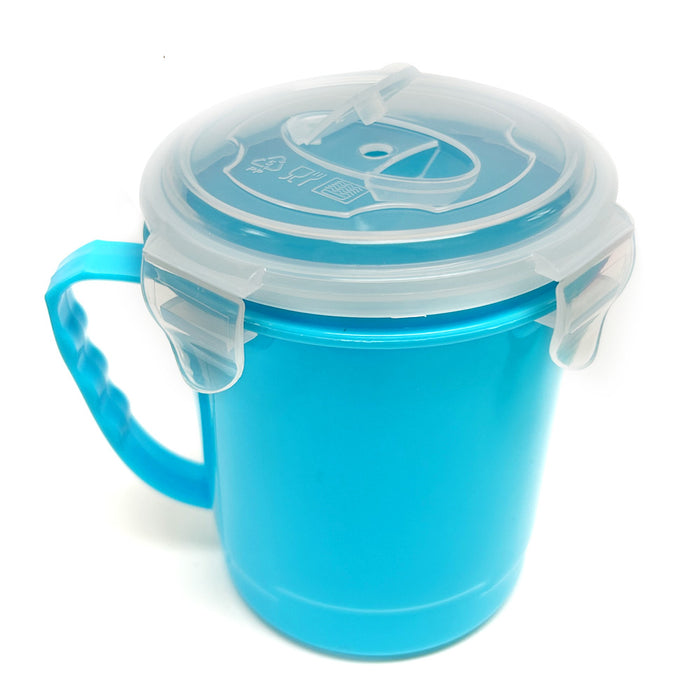 2Pk 902mL Microwave Soup Bowl Lid Plastic Containers Mug Freezer Food Storage