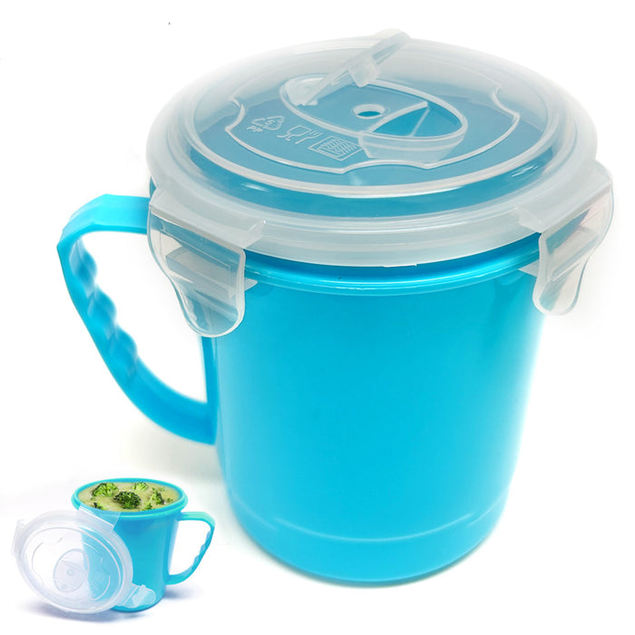 1 Microwave Soup Mug Vent Lid 30.5oz Plastic Bowl Container Food Storage Freezer