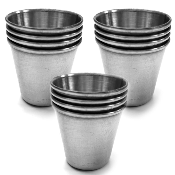 12 Piece Stainless Steel Shot Cups Shot Glass Drinking Tumbler 1oz Dip Party Bar