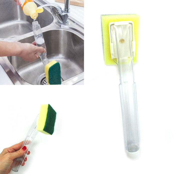 2 Pack Soap Dispenser Scrubber Dish Brush Scrub Refill Washing Pot Pan Kitchen