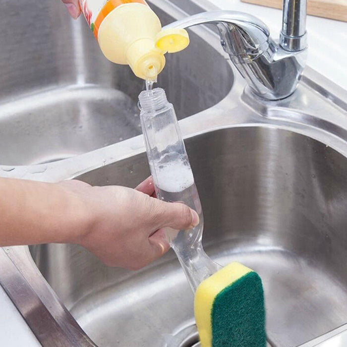 2 Sets Soap Dispenser Scrubber Dish Wand Brush Scrub Refill Wash Pot Pan Kitchen