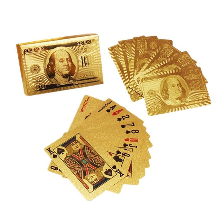 PLAYING CARDS HIGH QUALITY 24K GOLD FOIL NEWEST 100.00 BILL BENJAMIN FRANKLIN