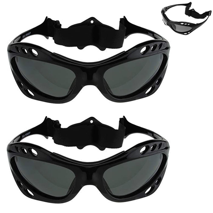 2 Pairs Black Sunglasses Goggles Fishing Boating Water Kite Surfing Jetski UV400