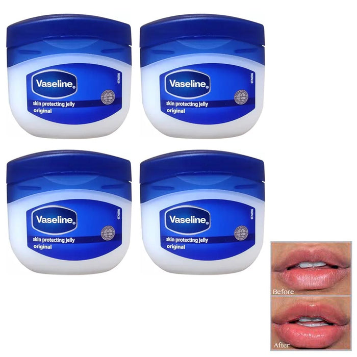 4pc Vaseline Original Therapy Lip Balm Gloss Glowing 0.25 Oz Petroleum Mini Jars