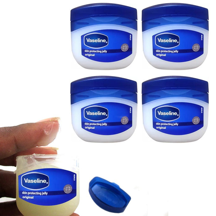 4pc Vaseline Original Therapy Lip Balm Gloss Glowing 0.25 Oz Petroleum Mini Jars