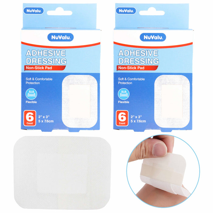 12 Ct Large Adhesive Dressing Bandages Flexible 2"X3" Pads First Aid Wound Cover