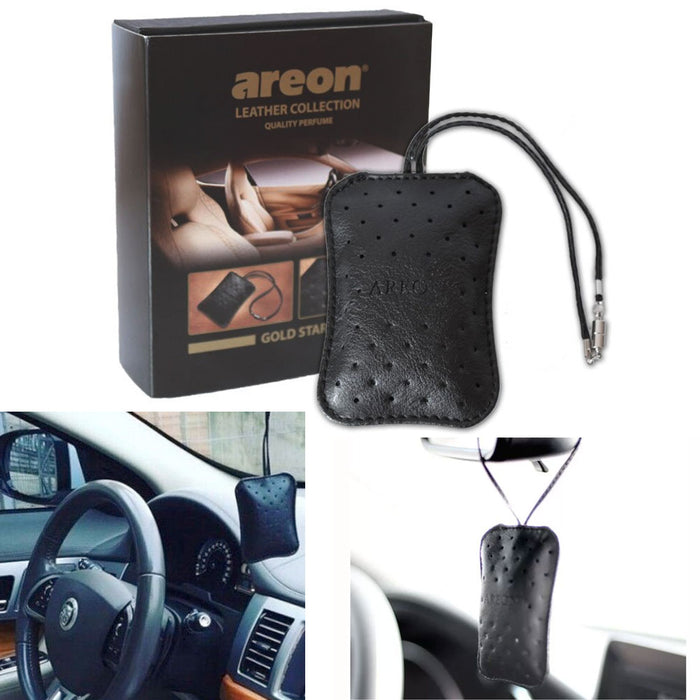 1 Areon Leather Gold Luxury Car Perfume Quality Long Lasting Auto Air Freshener