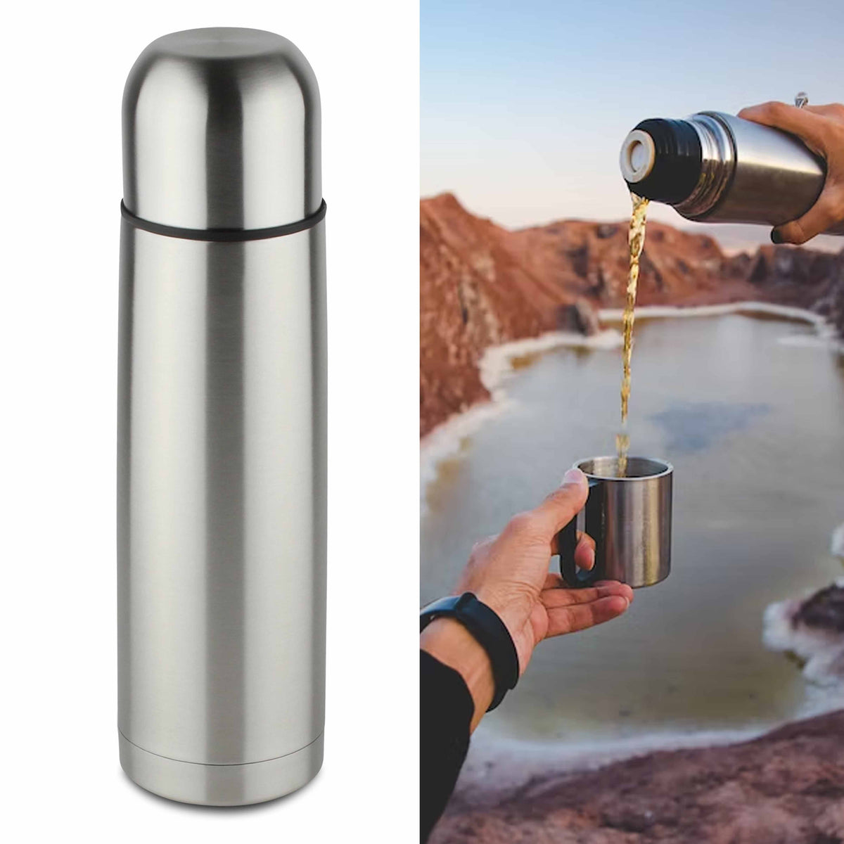 1 Stainless Steel Vacuum Flask 1000ml Thermo Coffee Water Bottle Trave   AllTopBargains