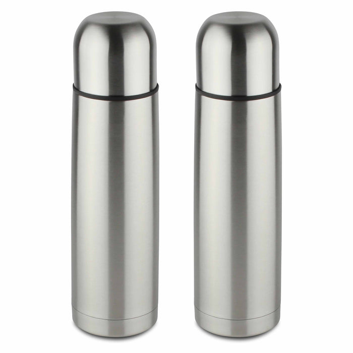 2 Large Insulated Thermo Vacuum Flask Coffee Mug Water Bottle Stainless 1000ml