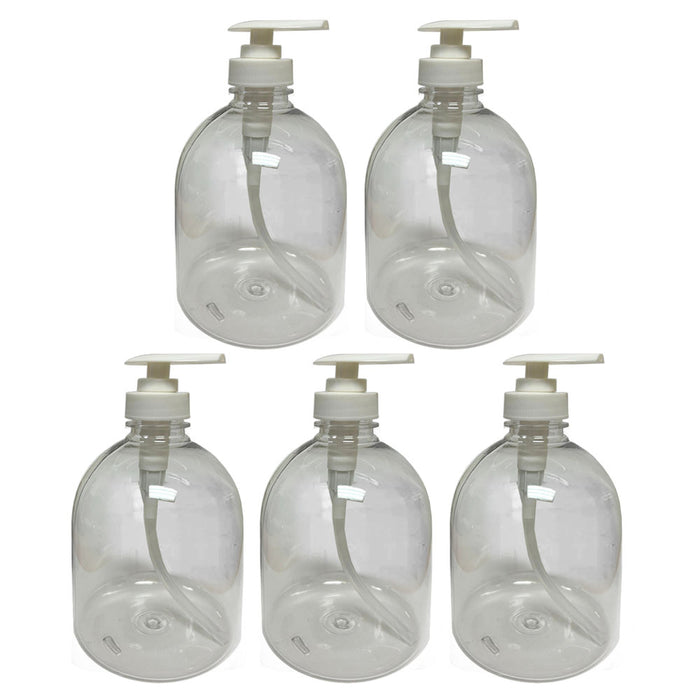 5 Pk Refillable Soap Dispenser Plastic Empty Bottle Pump Liquid Lotion 16.9oz