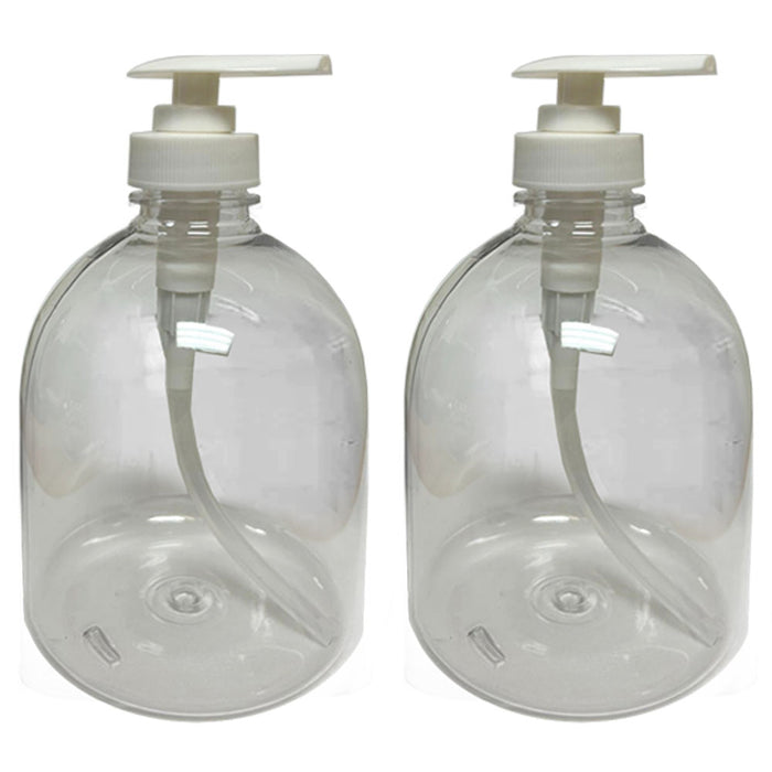 2 Soap Dispenser Pump Refillable Liquid Lotion Empty Bottle Plastic Clear 16.9oz