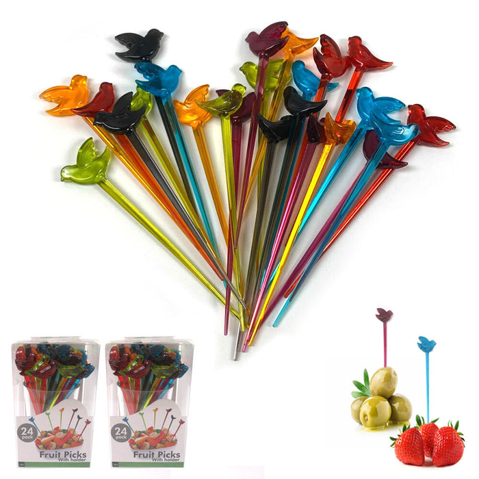 48 Cocktail Sticks Picker Party Pick Fruit Food Appetizer Stirrer Dessert Fork