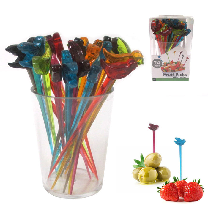48 Cocktail Sticks Picker Party Pick Fruit Food Appetizer Stirrer Dessert Fork