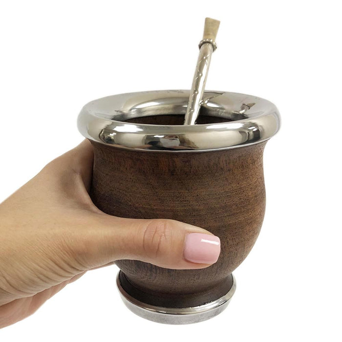 Mate Gourd Algarrobo Stainless Steel Cup Bombilla Straw Set To Drink Yerba Mate