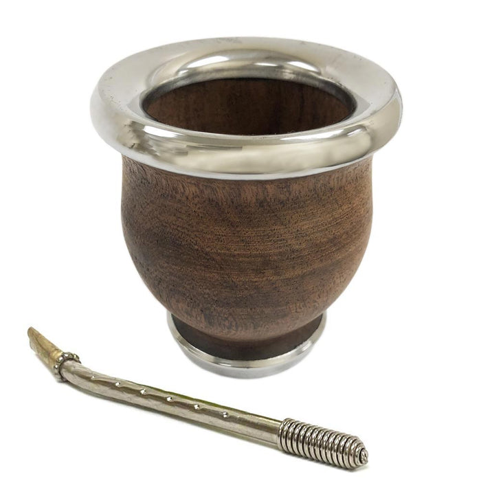 Mate Gourd Algarrobo Stainless Steel Cup Bombilla Straw Set To Drink Yerba Mate