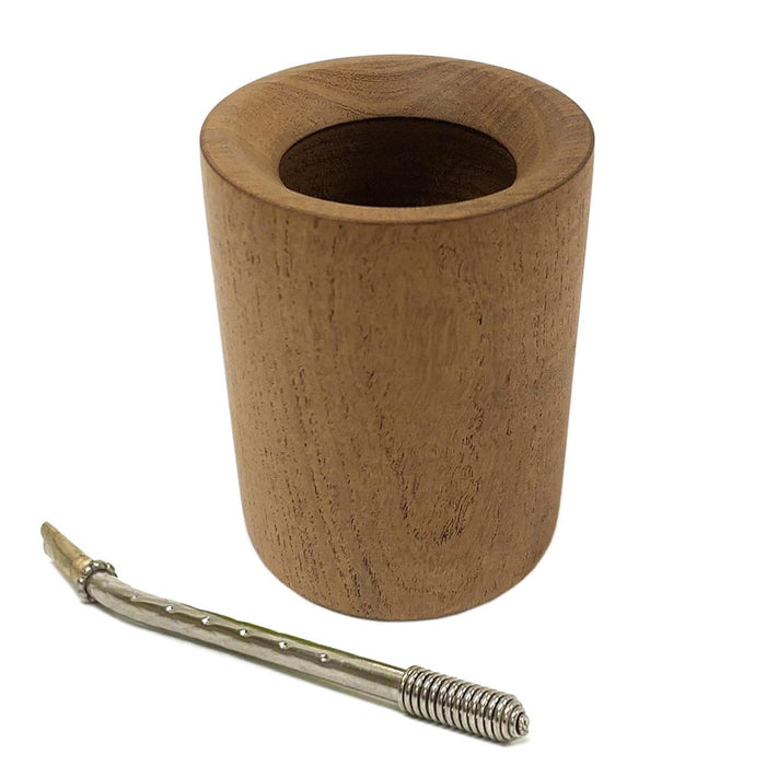 Algarrobo Yerba Mate Cup Bombilla Set Stainless Steel Straw Wood Argentina Drink