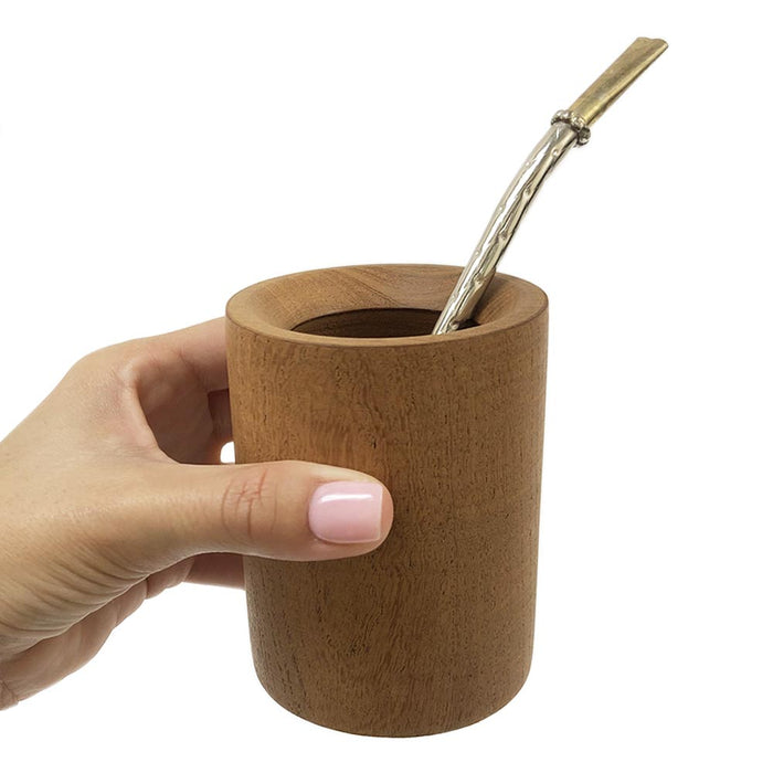 Algarrobo Yerba Mate Cup Bombilla Set Stainless Steel Straw Wood Argentina Drink
