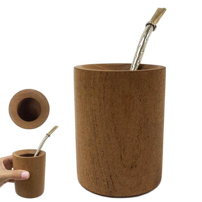 Algarrobo Yerba Mate Cup Bombilla Set Stainless Steel Straw Wood Argentina Drink