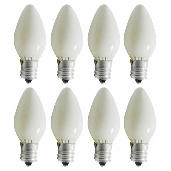 8 Pc White Night Light Bulbs 7 Watt 120V Lamp 7W Replacement Candelabra Base