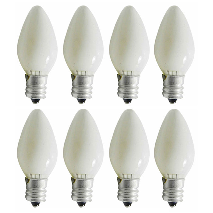 6 Pc White Night Light Bulbs 7 Watt 120V Lamp 7W Replacement Candelabra Base