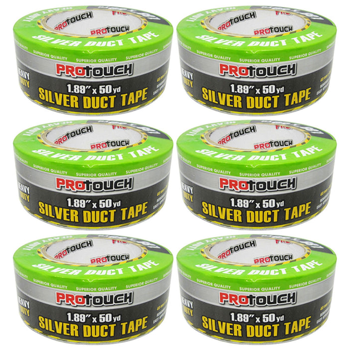 6 Rolls Silver Duct Tape All Weather Heavy Duty 1.89"x50yd Adhesive Repair HVAC