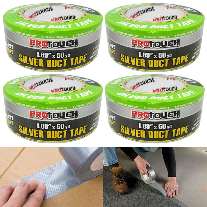 4 Pk Waterproof Silver Duct Tape Heavy Duty Adhesive Packing Repair 1.89"x50yd