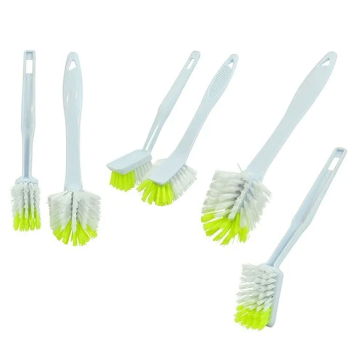 4 Pc Cleaning Brush Set Dish Scrubber Handle Vegetable Scrub Wash Assorted 10"