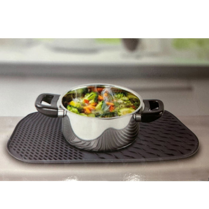 4 Silicone Non Slip Dish Mat Drawer Cabinet Shelf Liner Trivet 14"x11" BPA Free