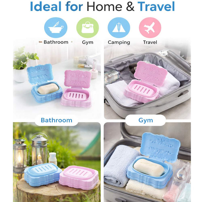 2 Pc Soap Saver Dish Holder Drain Container Travel Bathroom Shower Case Storage