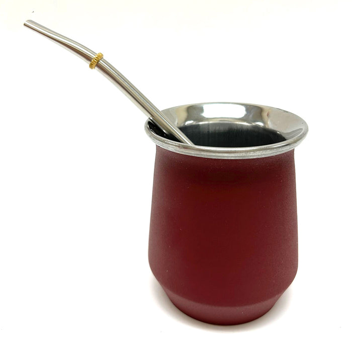 Argentina Yerba Mate Cup Tea Gourd Stainless Steel Bombilla Straw Set Kit Bgdy