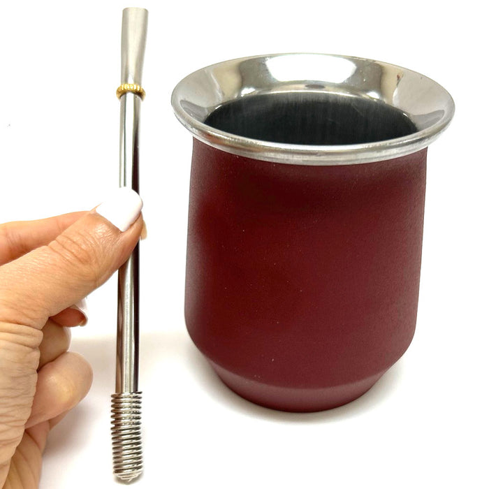 Argentina Yerba Mate Cup Tea Gourd Stainless Steel Bombilla Straw Set Kit Bgdy