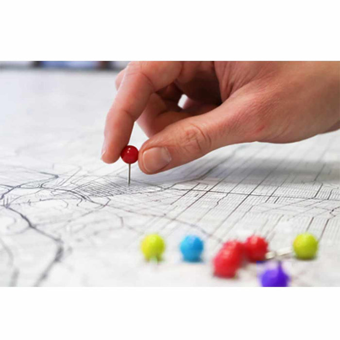 80 Pc Multi Color Push Pins Map Thumb Tacks Round Head Steel Point Cork Board