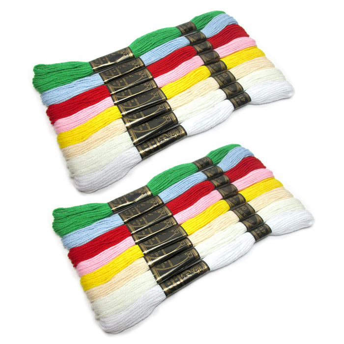 24 Lot Multi Color Sewing Thread Cross Stitch Cotton Embroidery Floss Skeins Kit