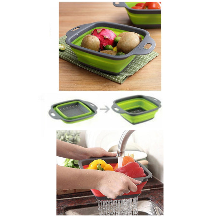 2 Pc Collapsible Strainer Colander Basket Folding Rinse Pasta Drainer Kitchen