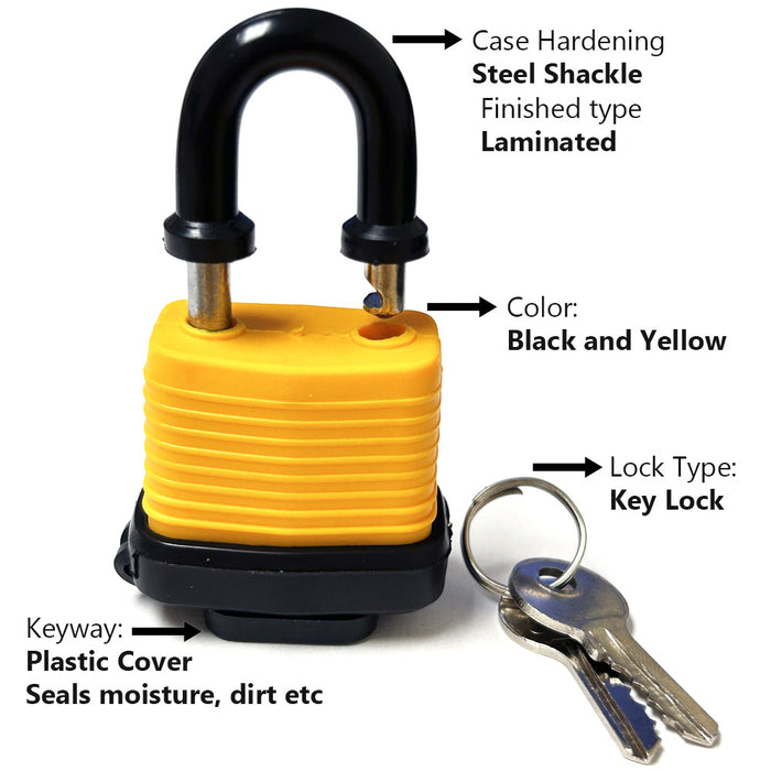 6 Waterproof Padlocks Keyed Outdoor Use Heavy Duty Laminated Steel 30mm Gate Gym