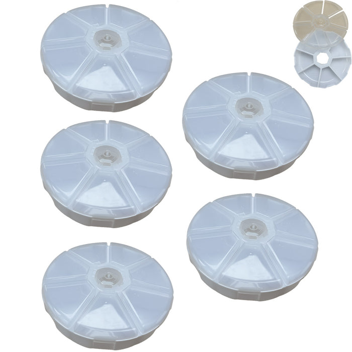 5Pcs 7 Compartments Plastic Clear Round Craft Gem Beads Display Storage Case Box
