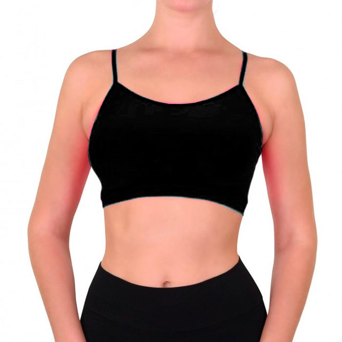3 Pc Seamless Spaghetti Strap Crop Tank Top Stretch Cami Bandeau Bralette Black