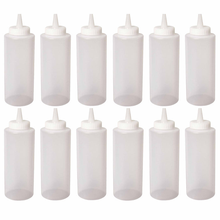 Condiment Squeeze Bottles Liquids 8oz 12 Pack BPA Free Plastic Bottles Oil Honey