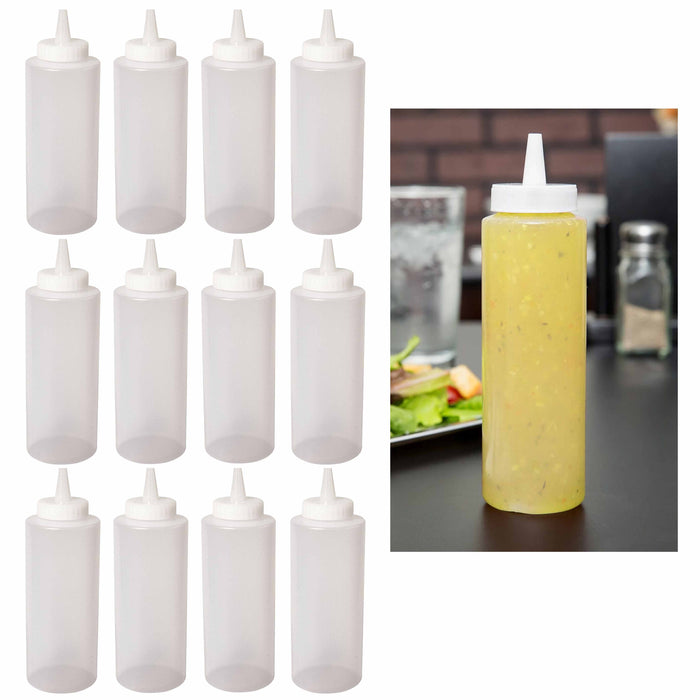 Condiment Squeeze Bottles Liquids 8oz 12 Pack BPA Free Plastic Bottles Oil Honey