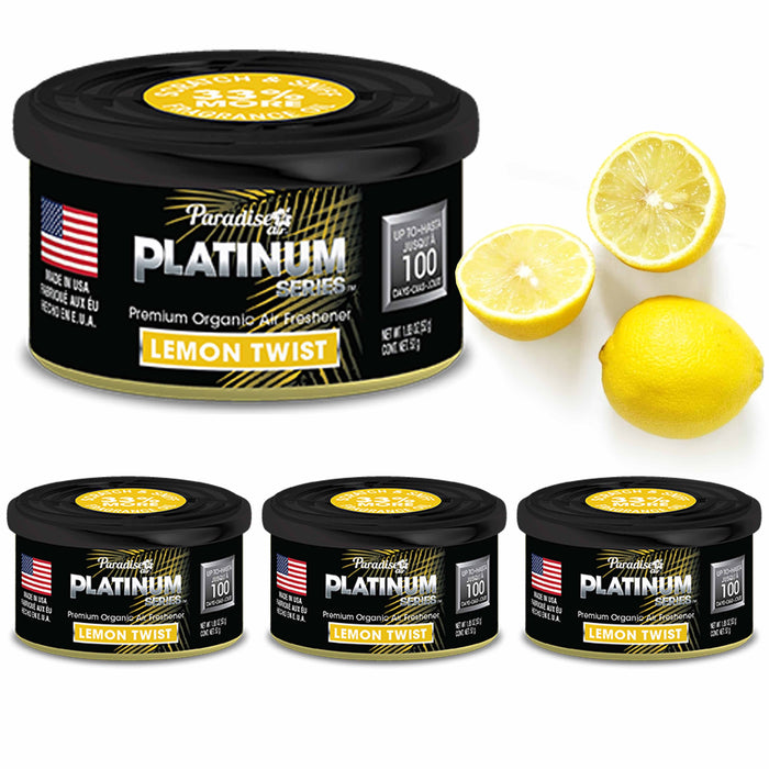 4 Paradise Platinum Organic Air Freshener Fiber Can Lasting Scent Lemon Twist