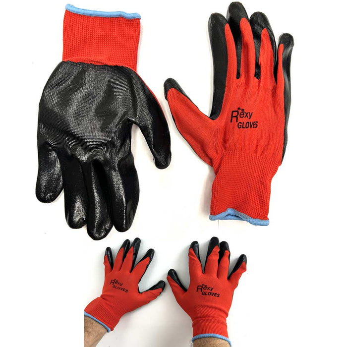 4 Pairs Work Gloves Nitrile Palm Coated Seamless Knit Protection Safety Work XL