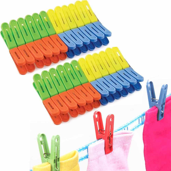 48 Clothes Pegs Pins Plastic Clothespins Laundry Clips Hangs Clothing