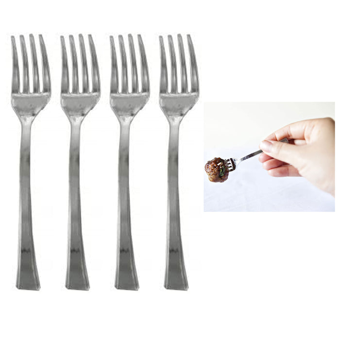 80 Mini Dessert Forks Short Silver Disposable Appetizer Utensils Party Tableware