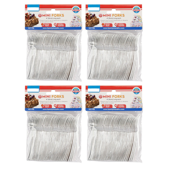 160 Mini Forks Appetizer Dessert Short Silver Disposable Tableware Utensil Party